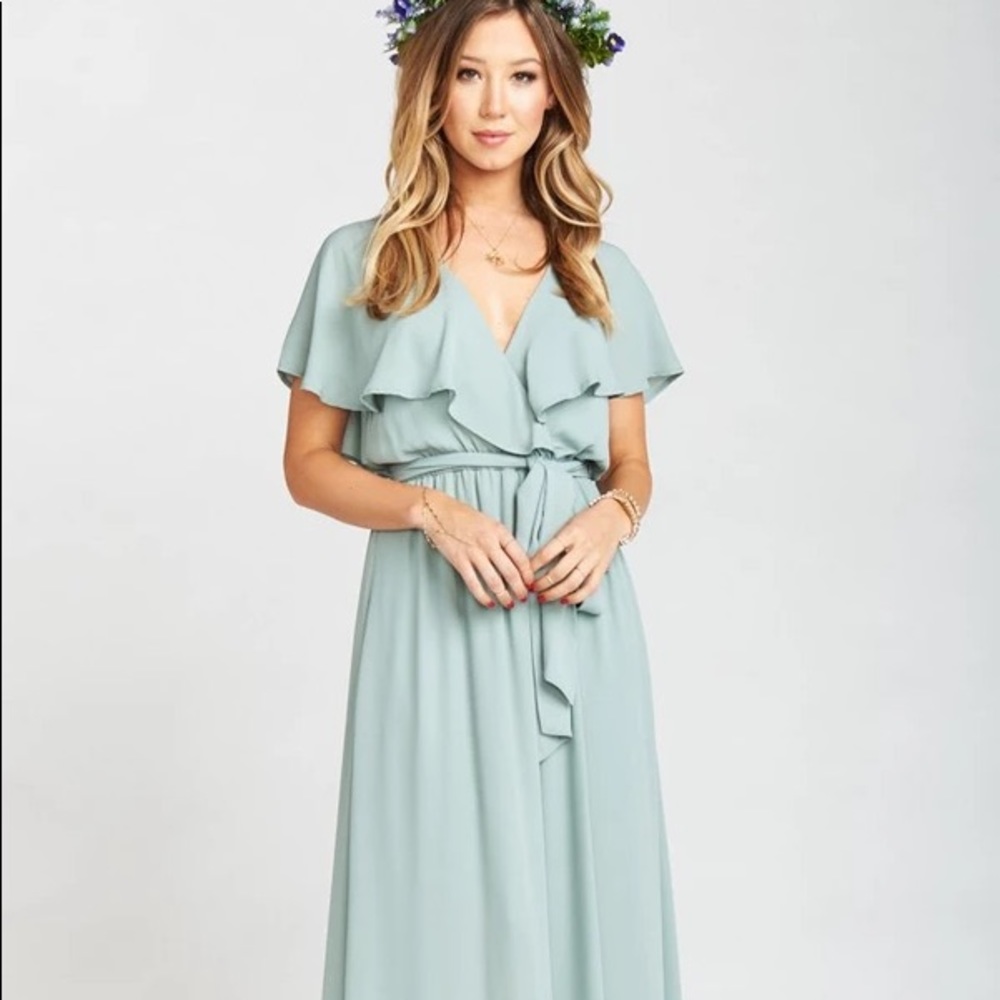 SHOW ME YOUR MUMU AUDREY MAXI DRESS SAGE SZ XS NWT